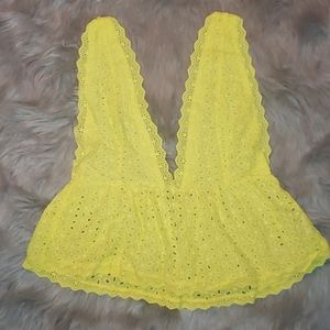 *New* Yellow V-Neck Ruffle Hem Cami Top
